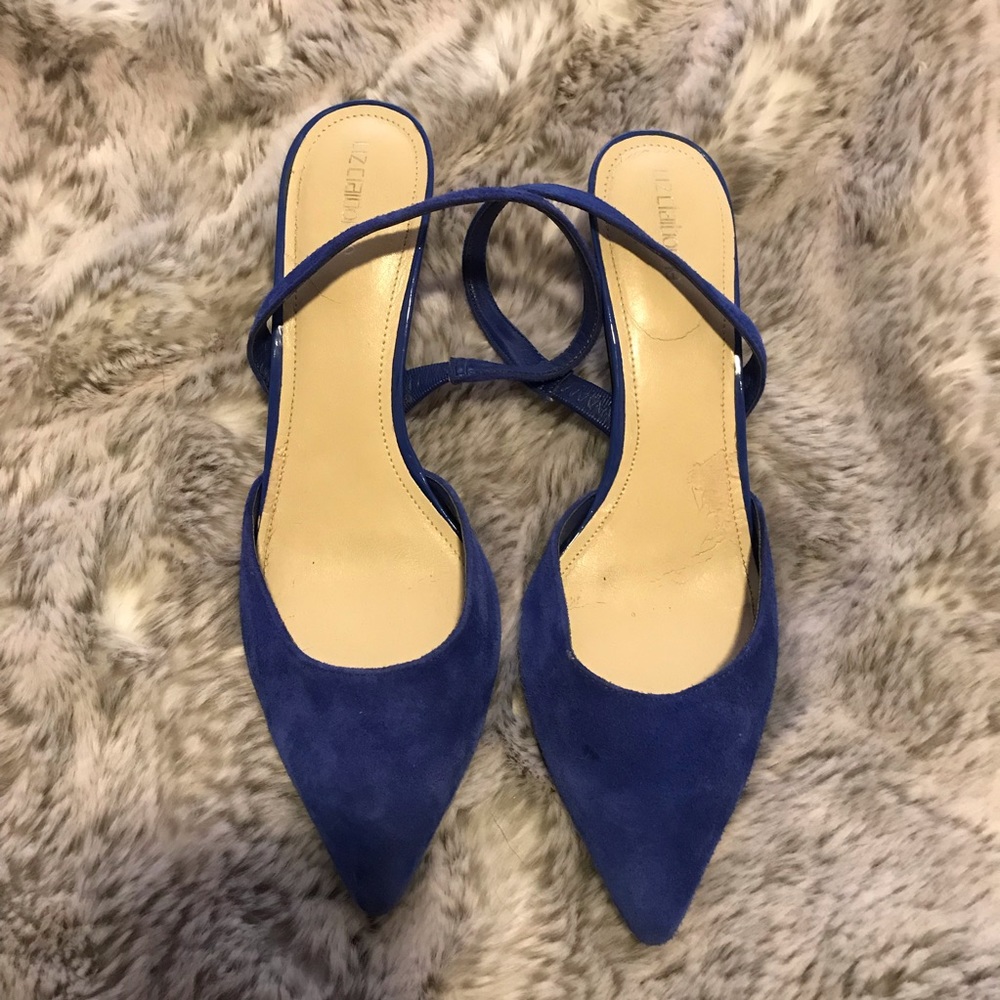 Liz Claiborne Blue Suede Slingback Kitten Heels